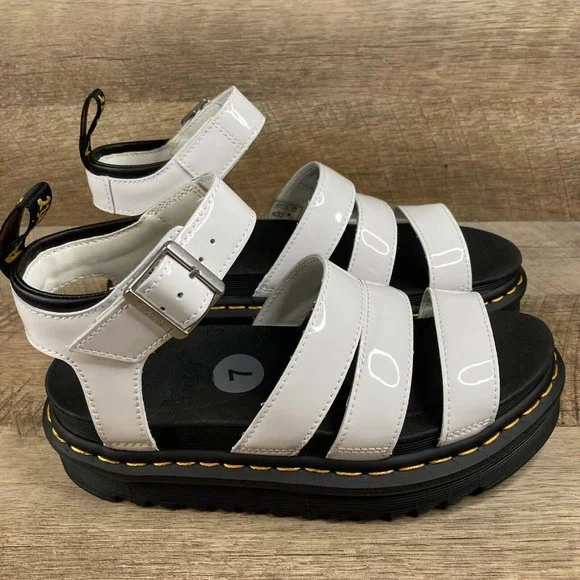 Dr Marten Doc AirWair Blaire Sandals White Strap Women’s Sz 7 - Picture 2 of 10